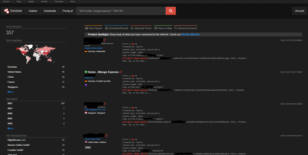 Image of Shodan results.